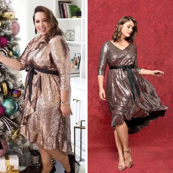 Lane Bryant Copper Sequin Party Dress - Picture 1 of 12